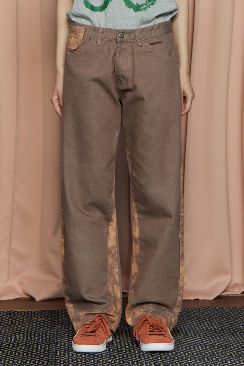 UNALLOYED(アナロイド)の「TIE-DYE BLOCK DENIM PANTS / BROWN(Pants)」