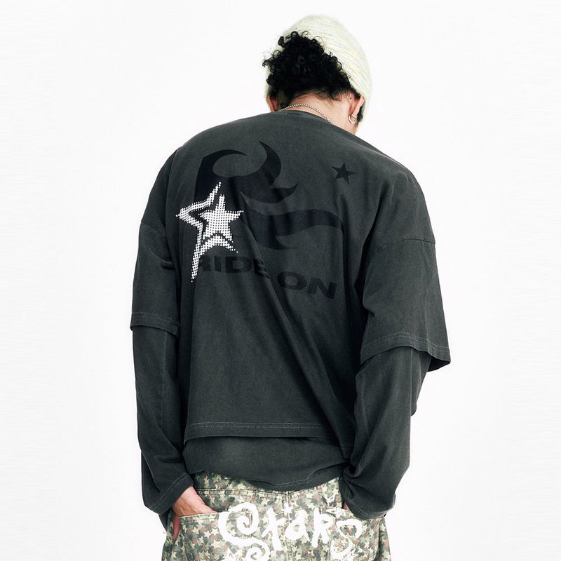Sserpe（セルぺ）の「Flame Star Layered Long Sleeve T Pigment Charcoal（Tops）」