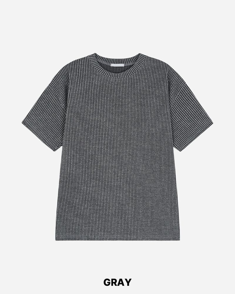 Ribbed Two-Tone Muscle Fit Short Sleeve