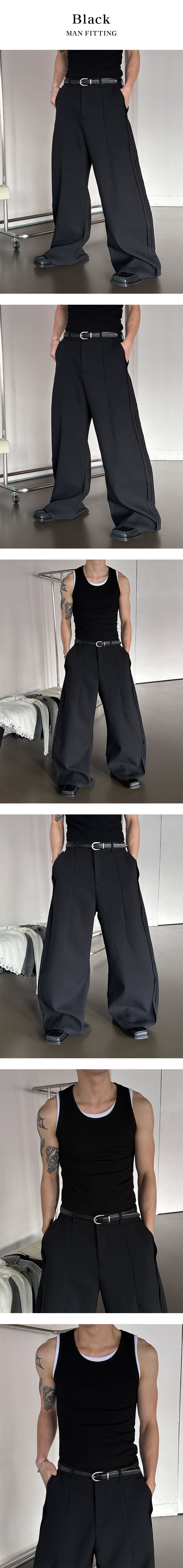  [Unisex] Wide over flare slacks(2color)