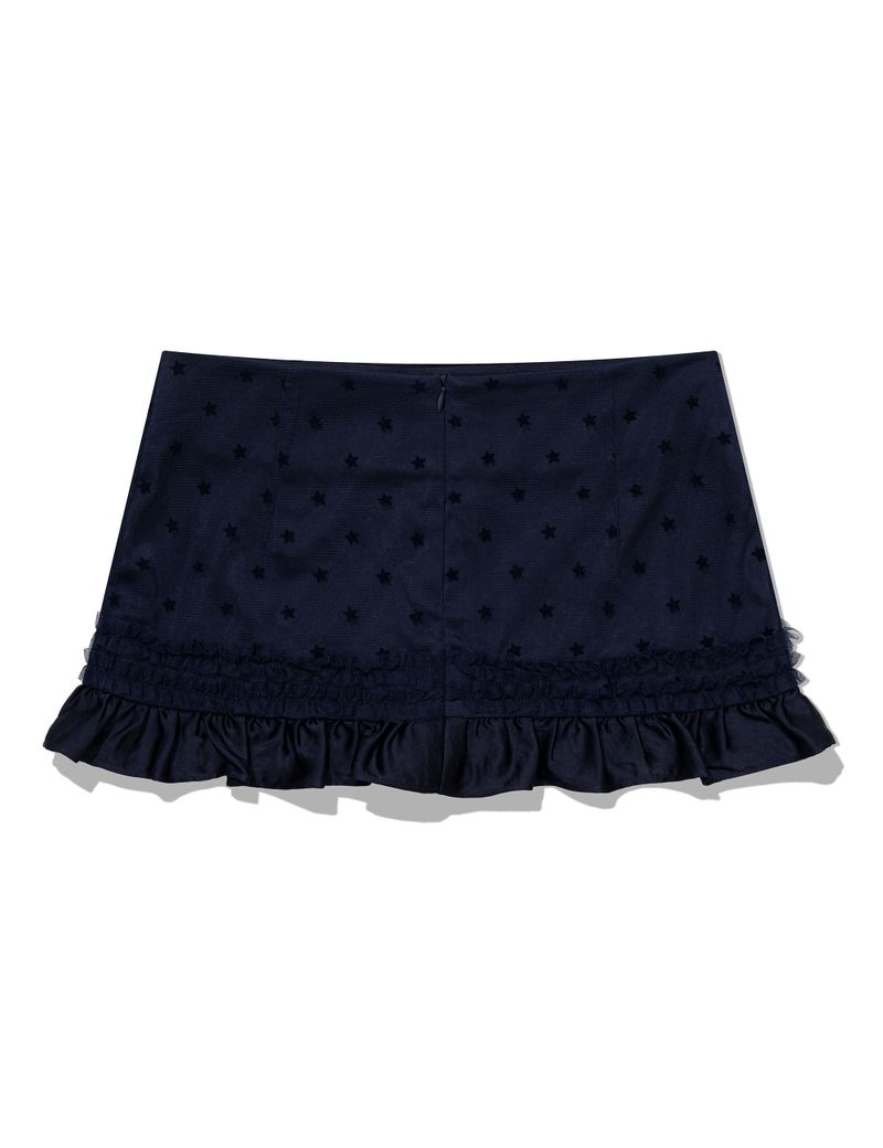 MESH STAR RUFFLE MINI SKIRT(NAVY)