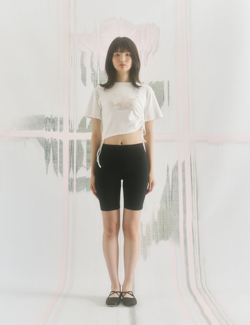 Rose Shirring T-shirt (WHITE)