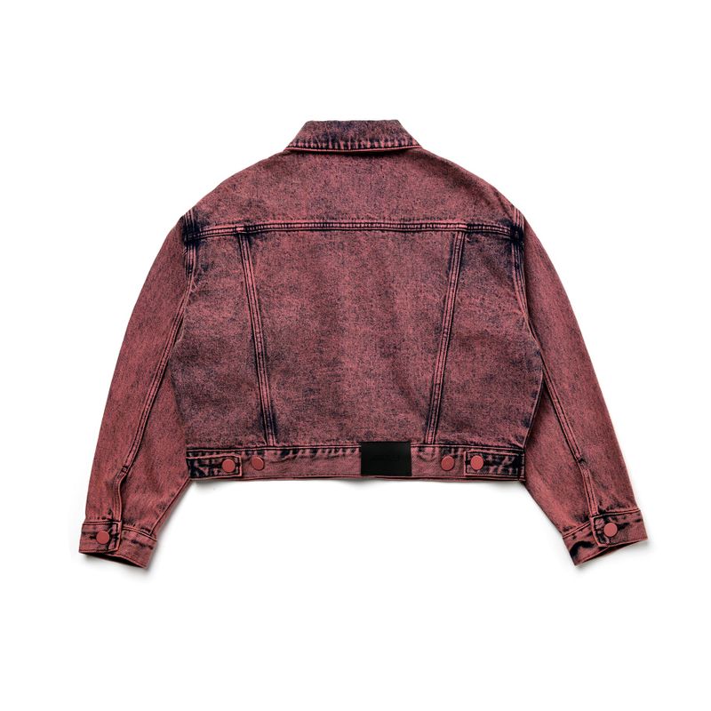 WINE DENIM CROP TRUCKER JACKET