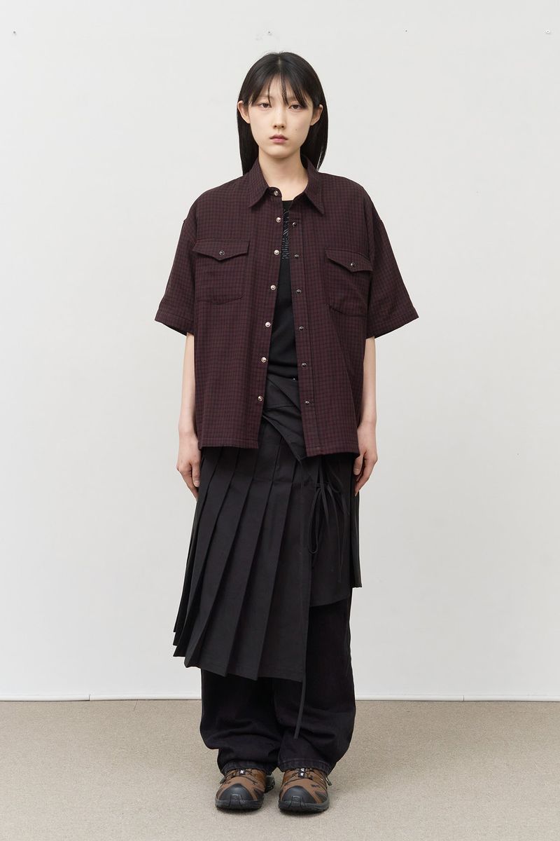 (W) Has Pleats Wrap Skirt