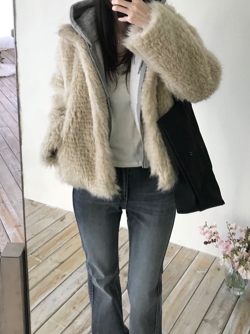 Perry High-Neck Fur Jacket (one color)