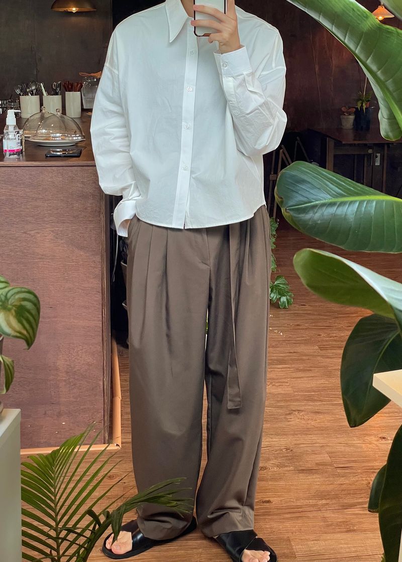 Pudding belt wide pants