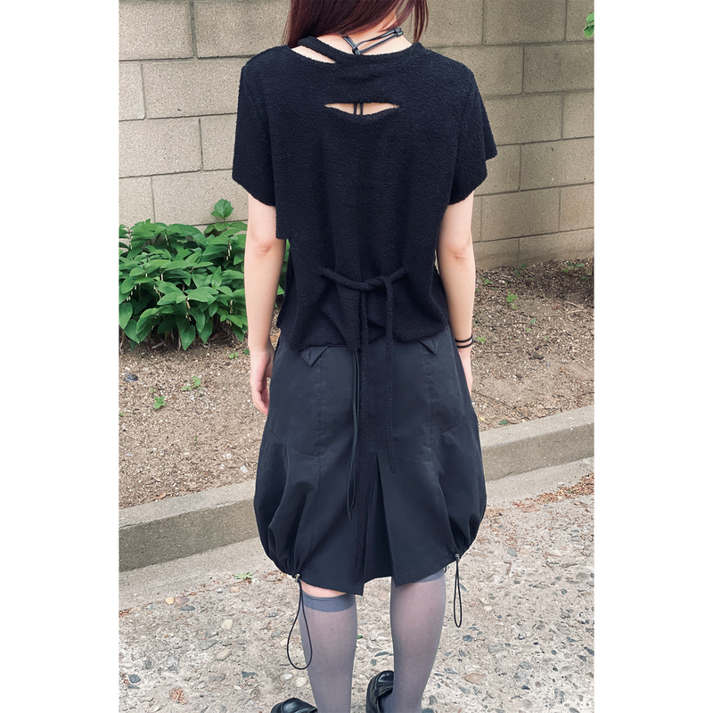 PUMPKIN STRING SKIRT : BLACK