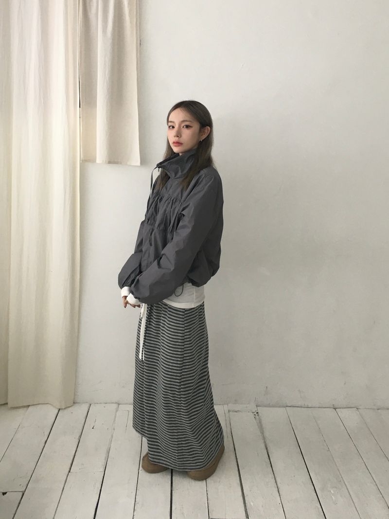 Bunny Stripe Banding Long Skirt (2c)