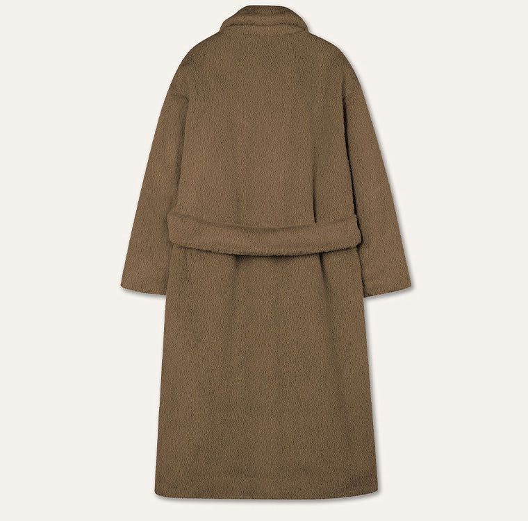 FAKE FUR LONG COAT_BROWN
