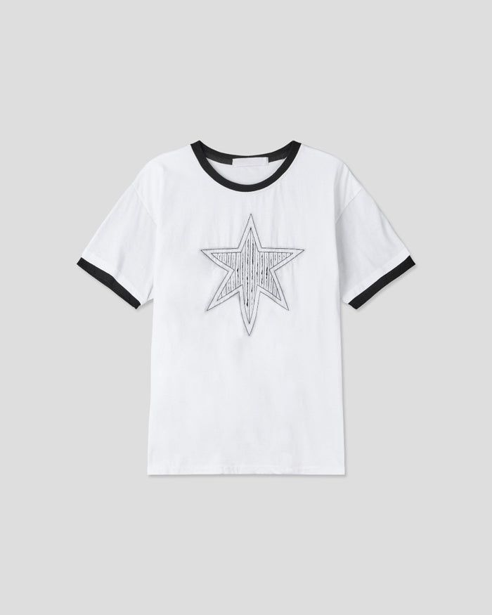 (UNISEX) Cutting Star Double Sleeve Tee