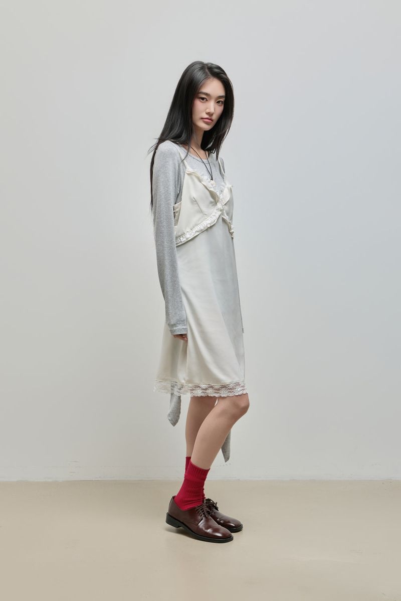 Silky Lace Bustier Dress_Ivory