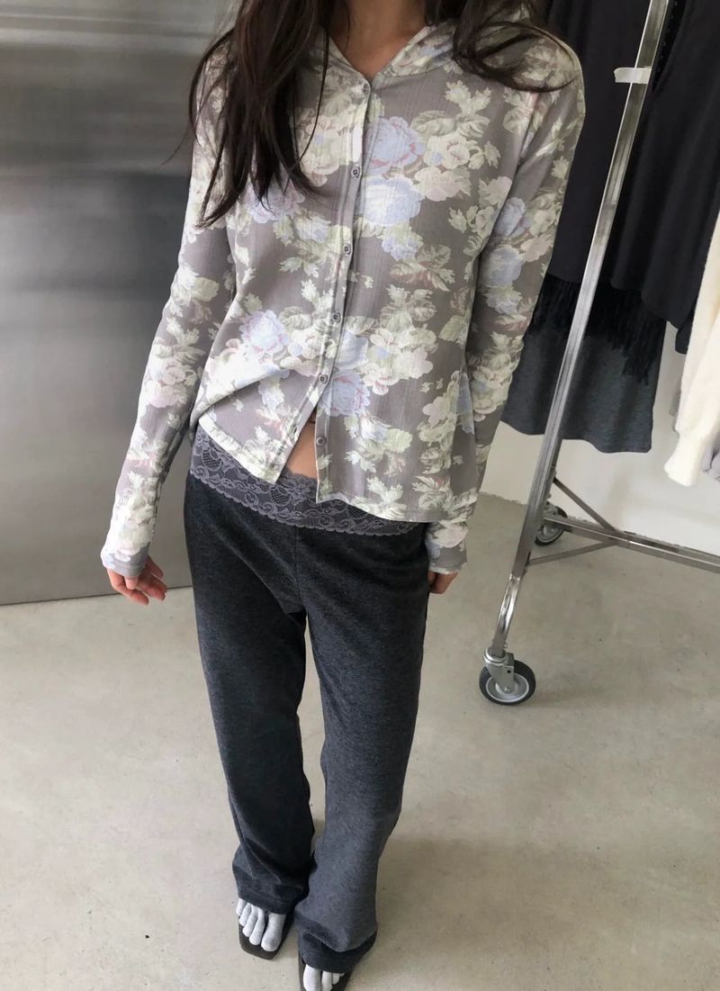 Flower button hoodie(2c)