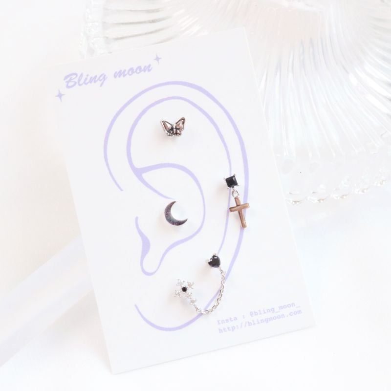 [Styling] Unique Black Piercing Set (4 set)