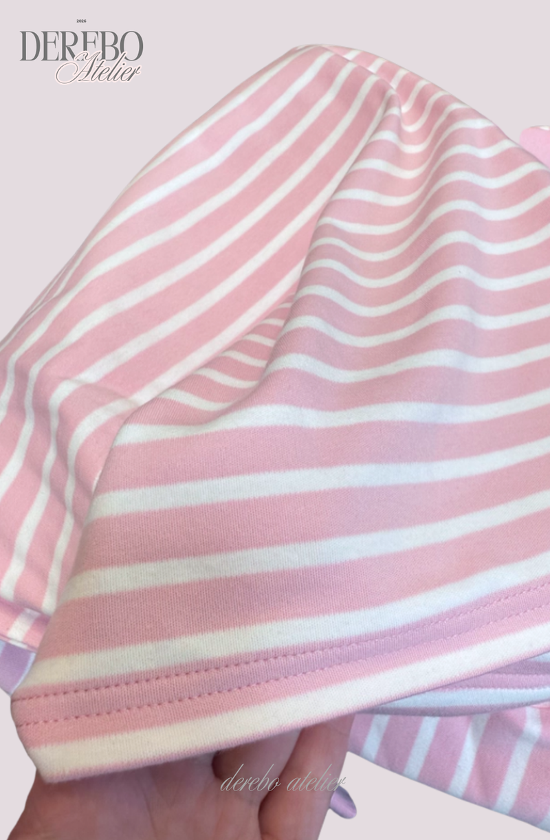 Pink Stripe Loose Collar Tee