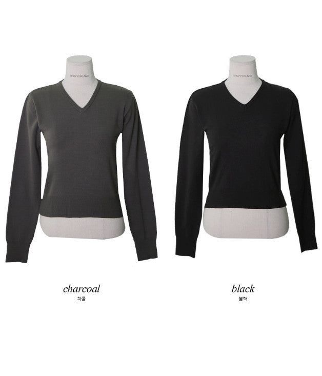 Standard Crop V-neck Knit (12color)