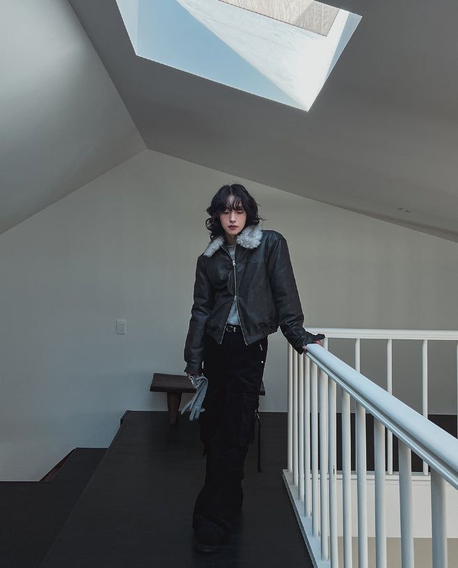 Kati Real Raccoon Fur Leather Jacket