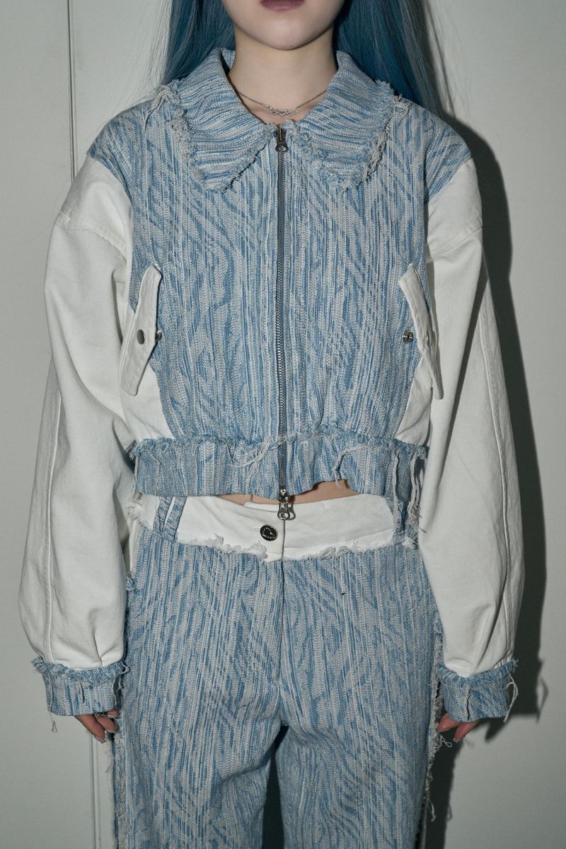jacquard denim jp - white