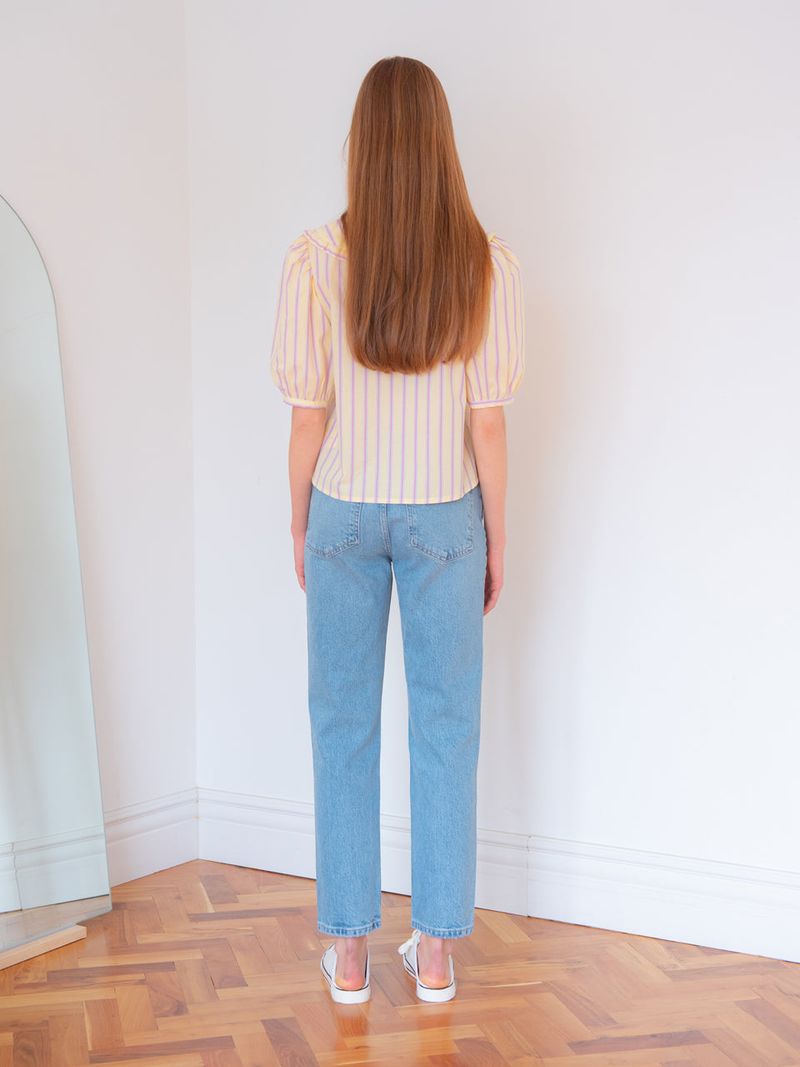 STRIPE RUFFLE COLLAR BLOUSE_YELLOW