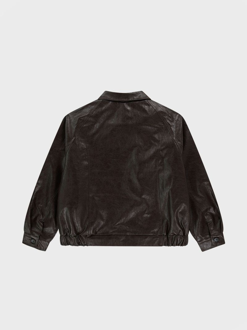 Eco Leather Bomber Jacket_Brown