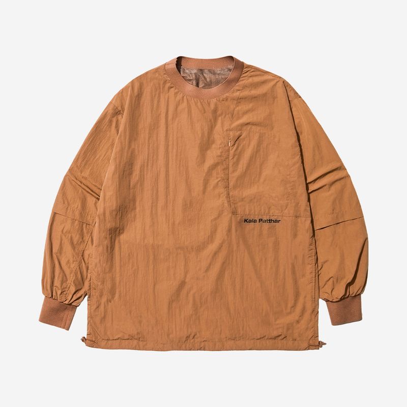 Nylon Zip Pocket Round Shirt - CAMEL