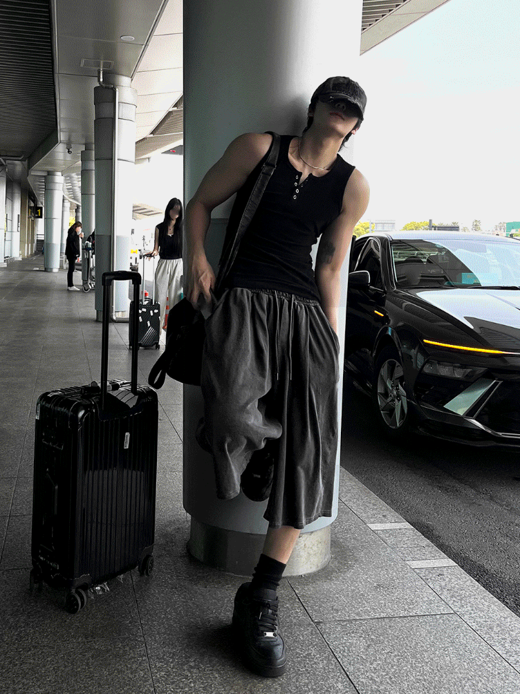 Pigment Silver Charcoal Bermuda Training Pants