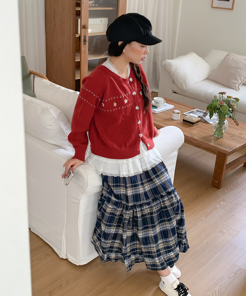 Sorbet Long Checkered Skirt