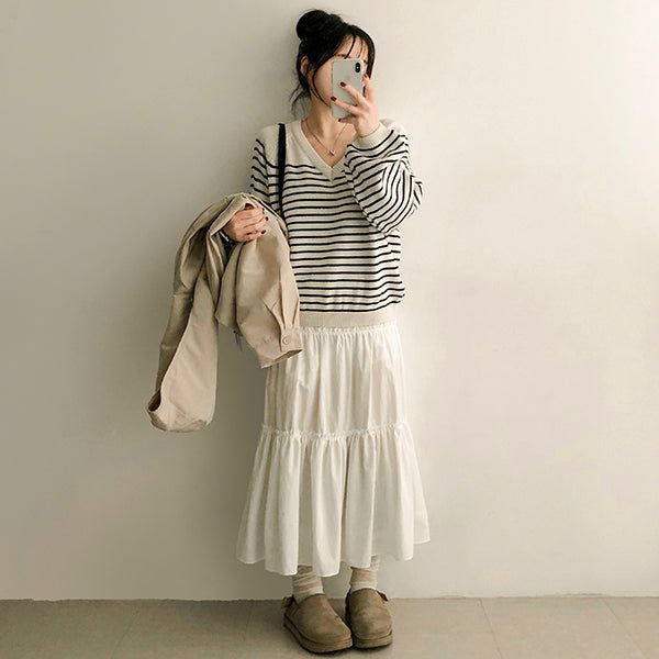 Beads banding cancan long skirt
