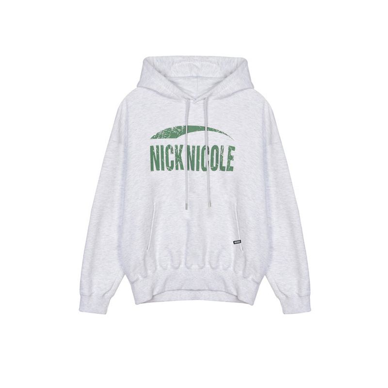 NICK&NICOLE(ニック&ニコール)の「NICOLE CRACK BIG LOGO HOODY_MELANGE GREEN(Tops)」