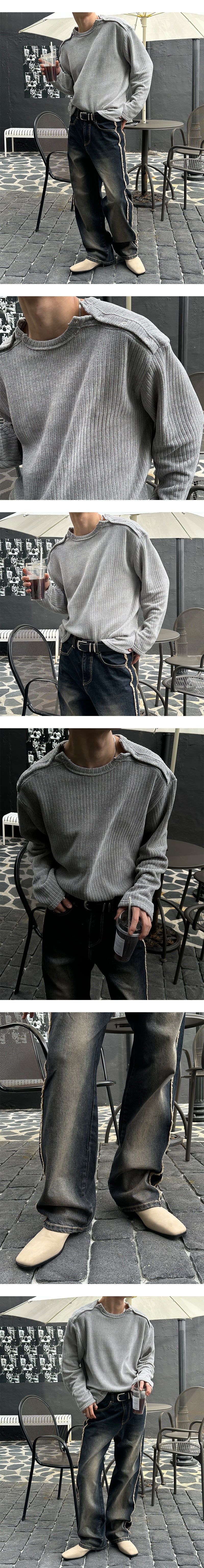  [Unisex] Double shoulder button knit(4color)