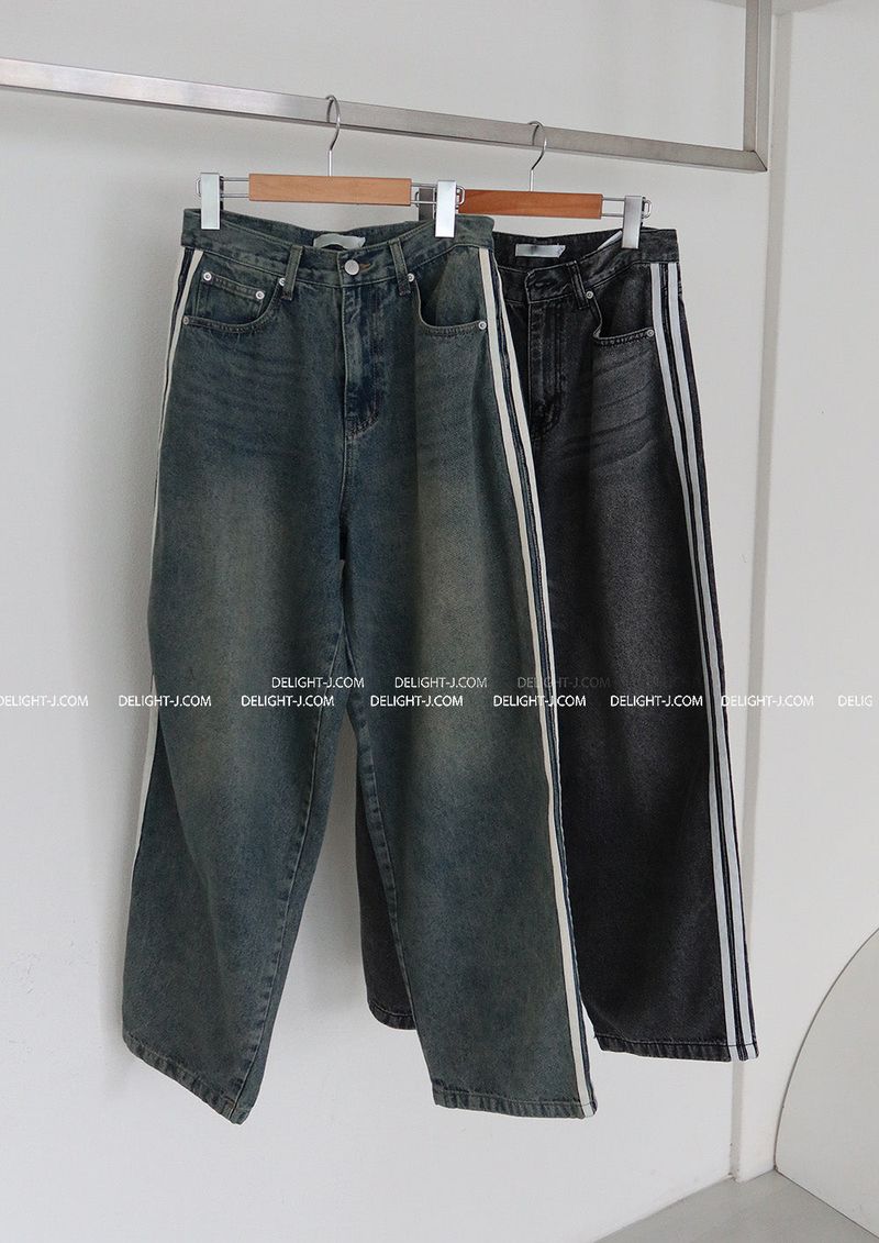 [UNISEX] Five track wide jeans