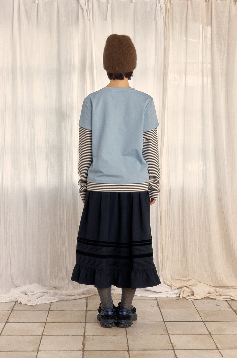 LOGO LAYERED STRIPE TEE (SKY BLUE)
