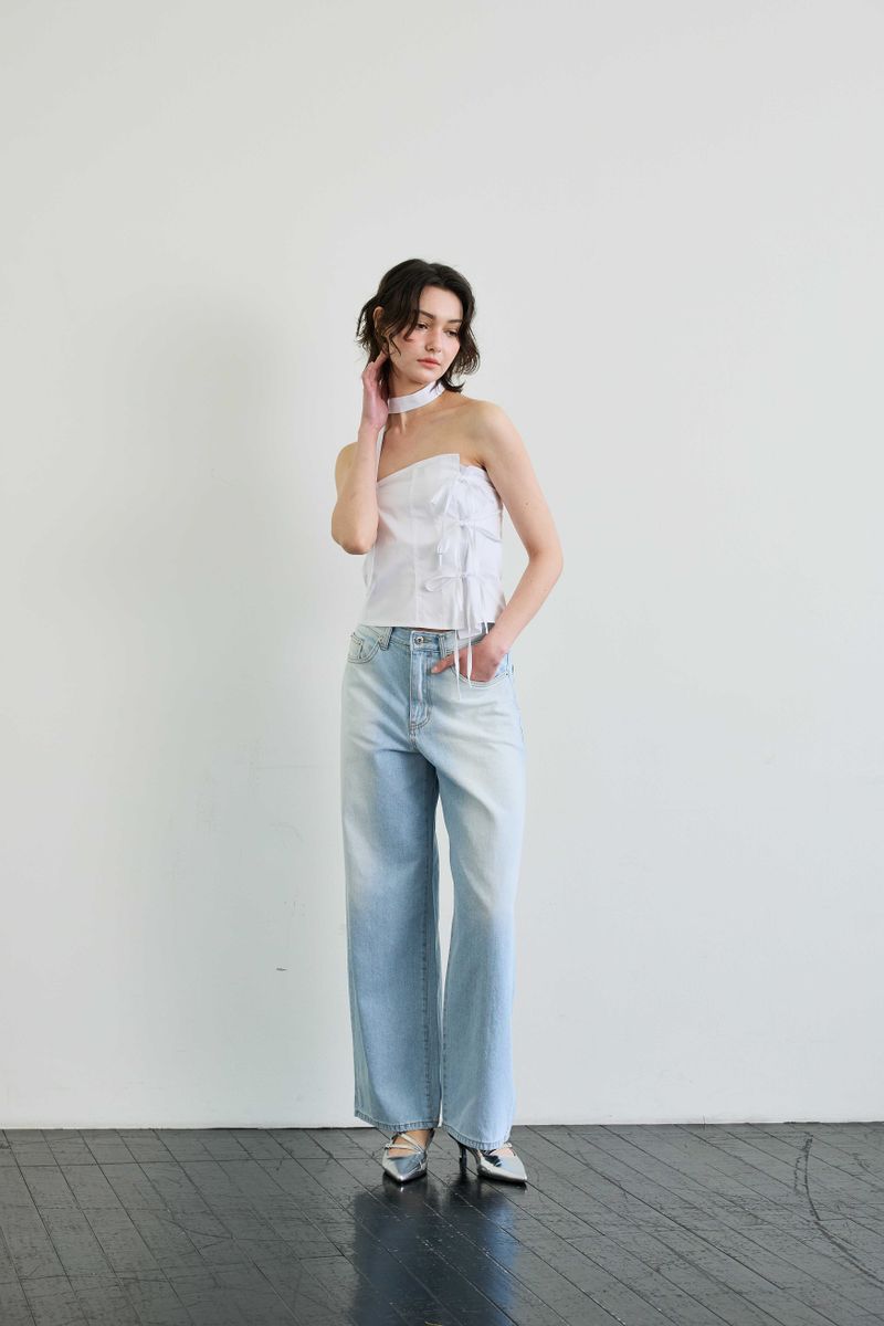 AZURE WIDE DENIM PANTS / SKY BLUE