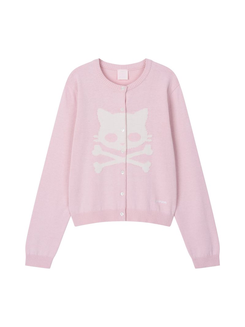 KIRI SKULL KNIT CARDIGAN (PINK)
