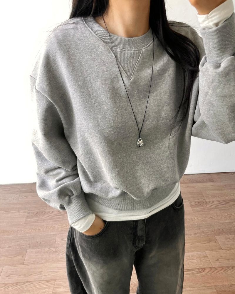 Burnt Overfit Balloon Crop Sweatshirts 4C