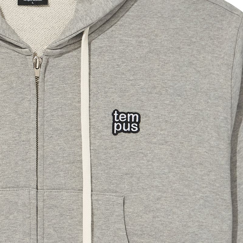 TEMPUS PATCH CROP HOOD ZIP-UP [GREY MELANGE]