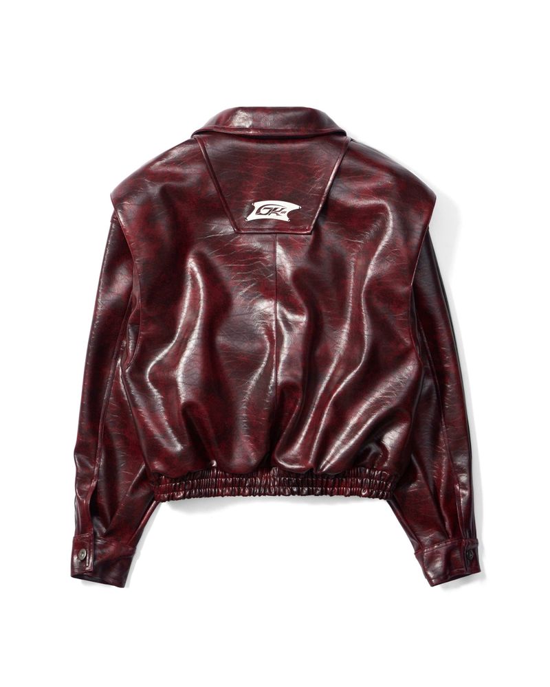 OVERSIZED LEATHER BOMBER JACKET (Red)