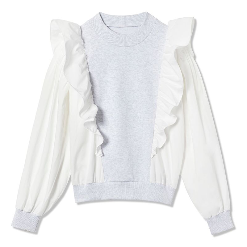 FRILL WING SWEATSHIRT_LIGHT GRAY