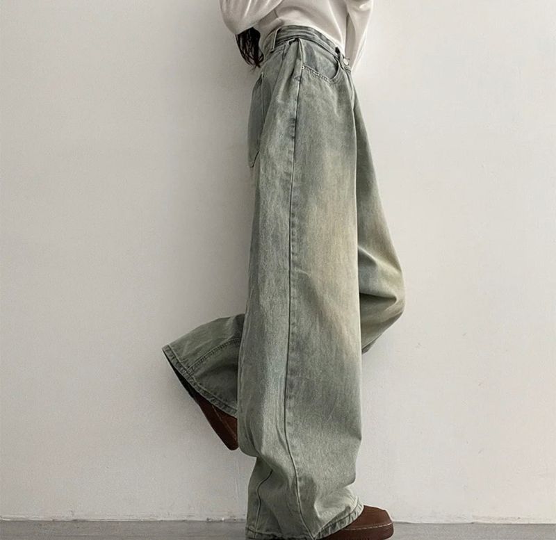 [Basic, Long/S~XL] Gus Washing Pintuck Wide Denim Pants
