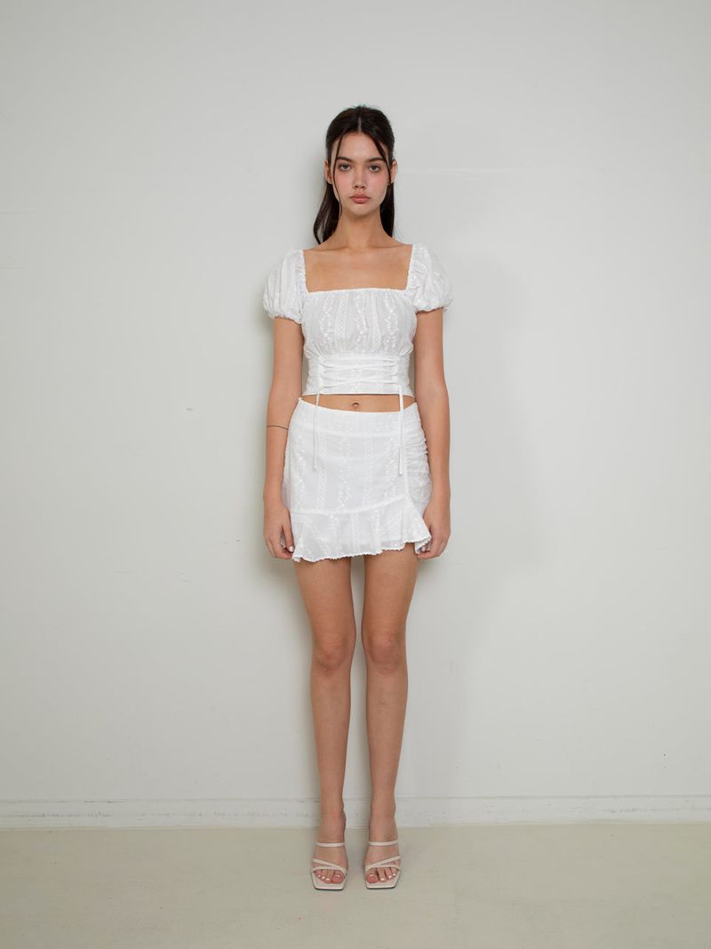 Rosie shirring skirt (white)