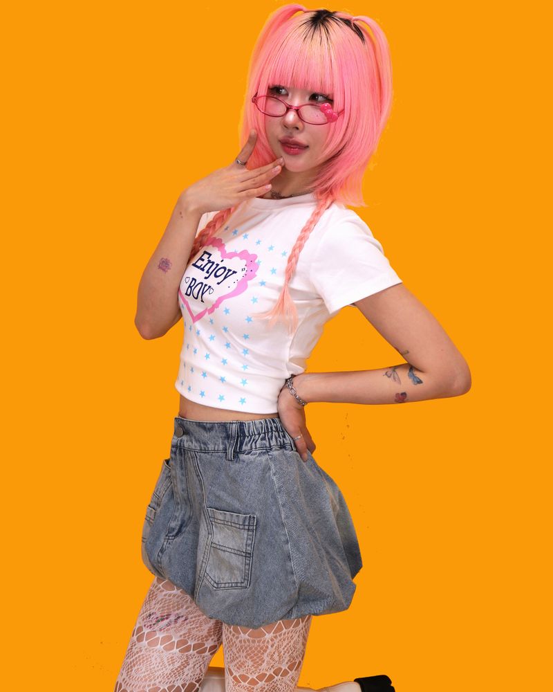 volume denim skirt (2color)