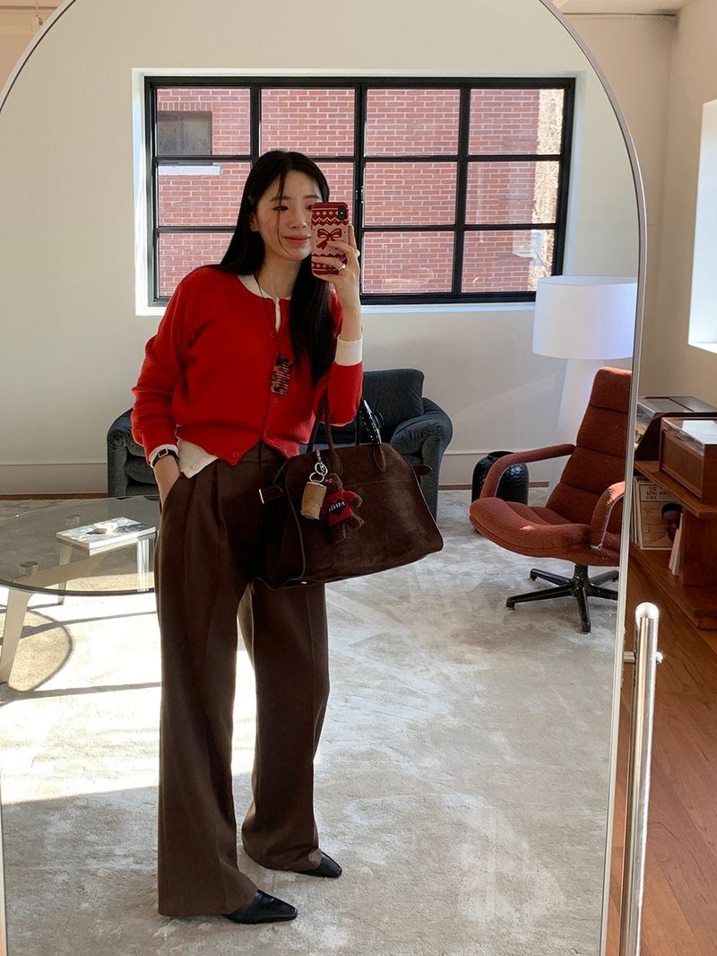 [MADE] [Wool Napping] Winter Warm Pintuck Wide Slacks