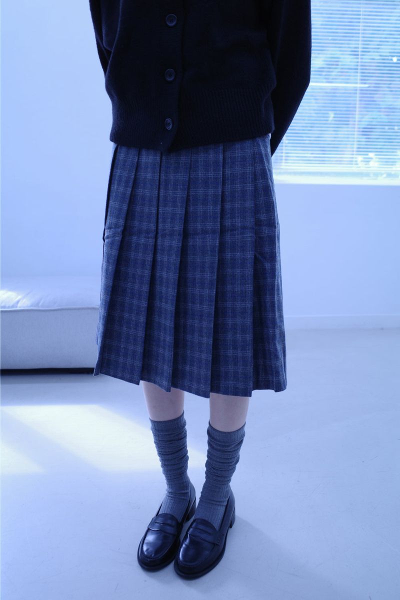 myorang(ミョラン)の「Hose check pleats midi sk (2color)(Skirts)」
