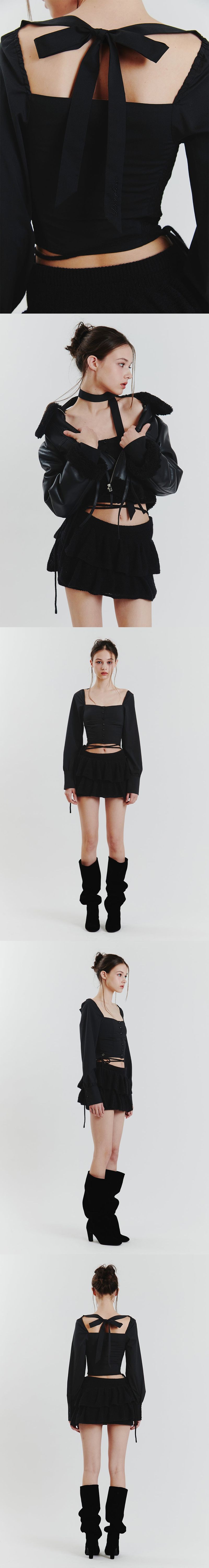 BIANCA SQUARE NECK BLOUSE black