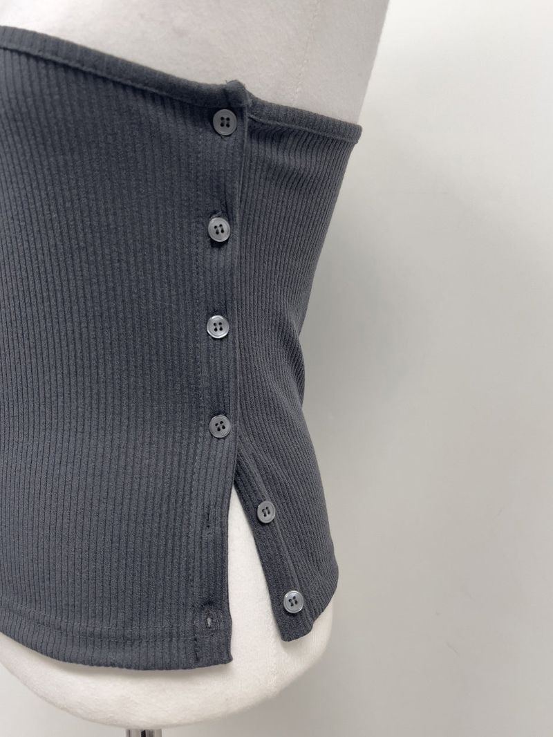 Button One-Shoulder Ribbed Vest