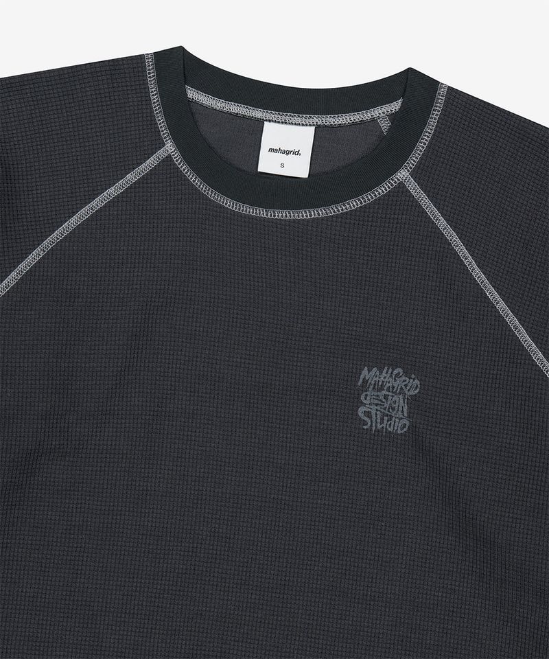 SLASH LOGO WAFFLE LONG SLEEVE_CHARCOAL