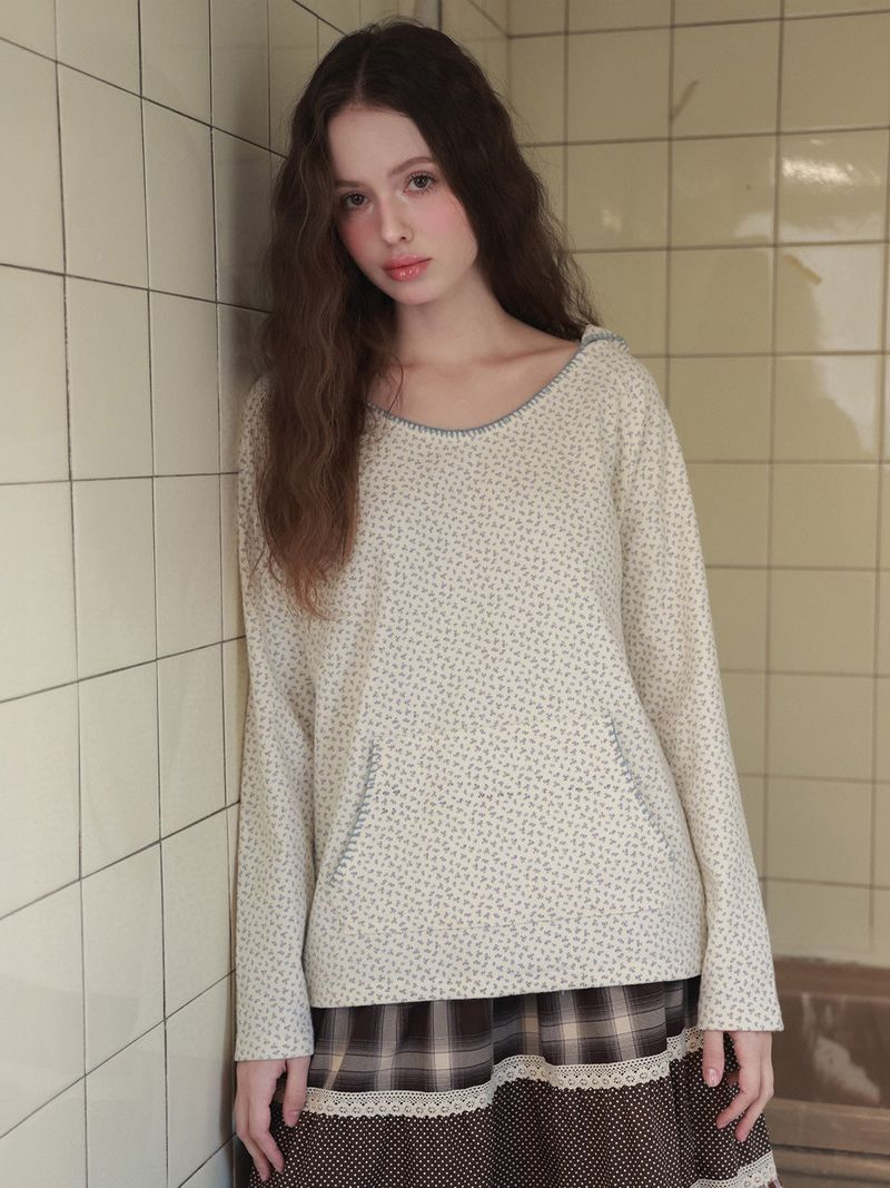 Garden stitch hoodie / ivory