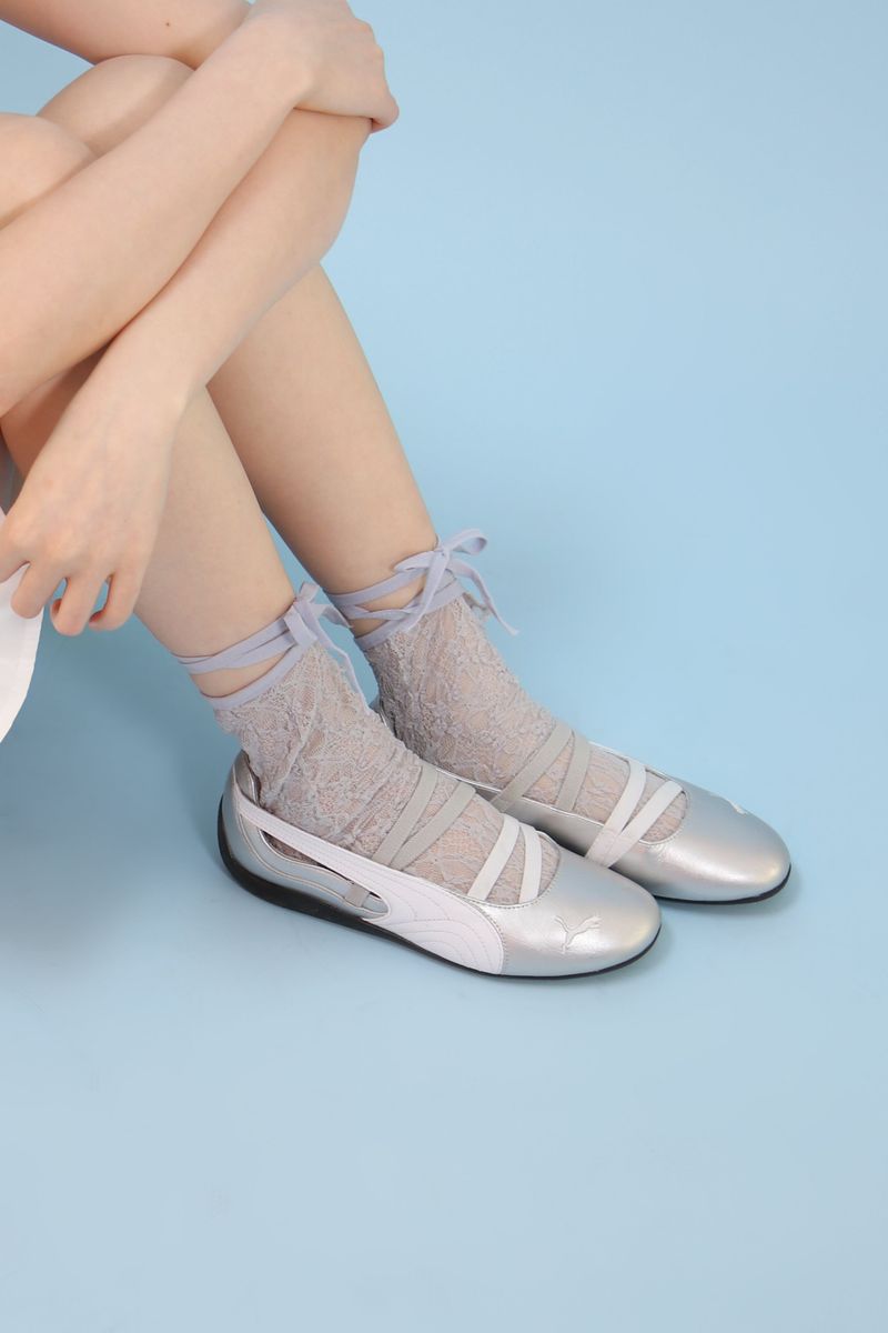 ankle strap lace socks (lavender)