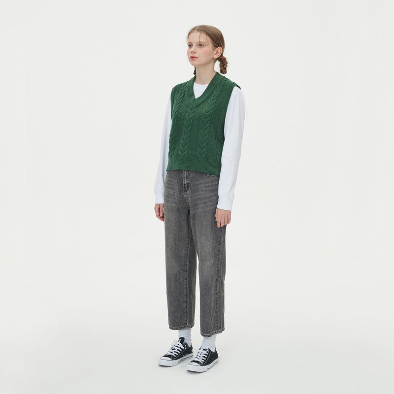 CABLE KNIT VEST_GREEN