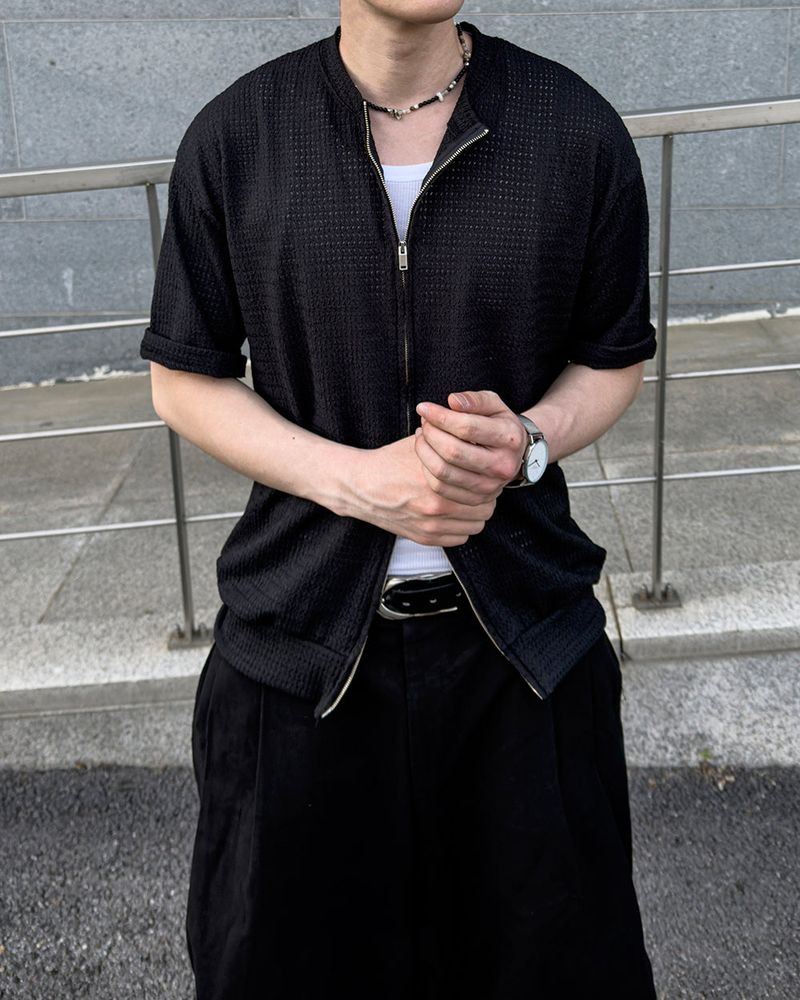 Rell Short Sleeve Knit Zip-Up