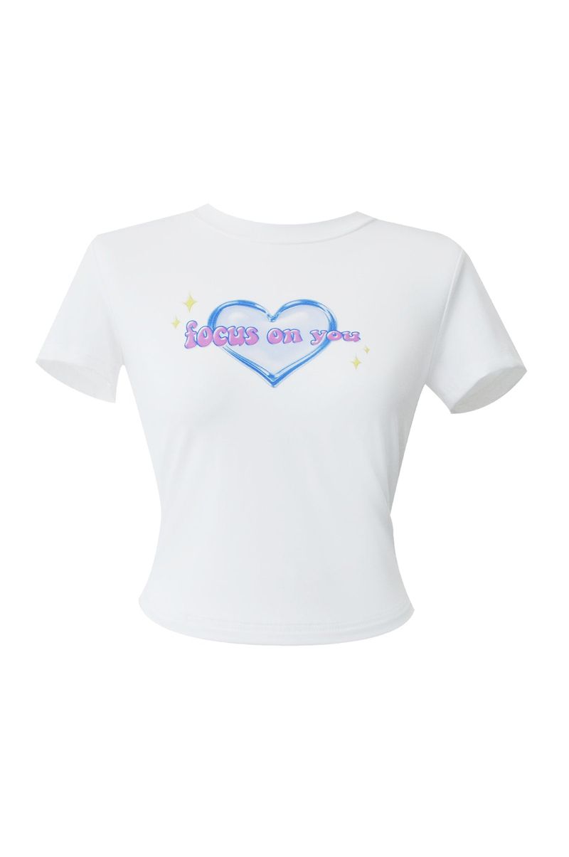 CREVY(クレビー)の「90s foucus crop span sleeve t-shirts (white)(Tops)」